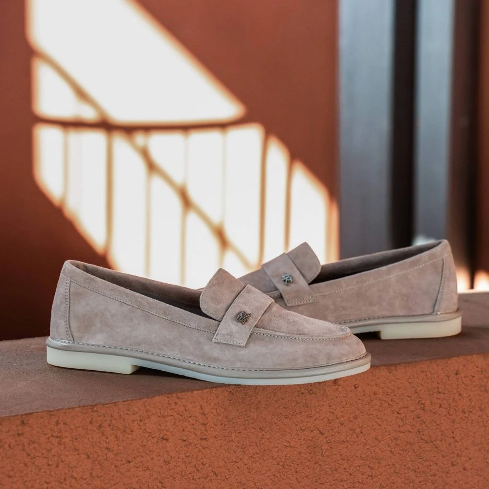 Women’s grey nubuck loafers Mary Rosa Sky-14 6008