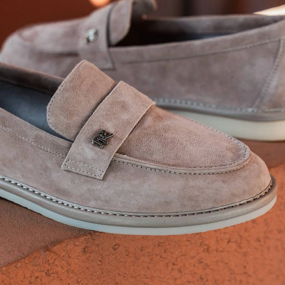 Women’s grey nubuck loafers Mary Rosa Sky-14 6008