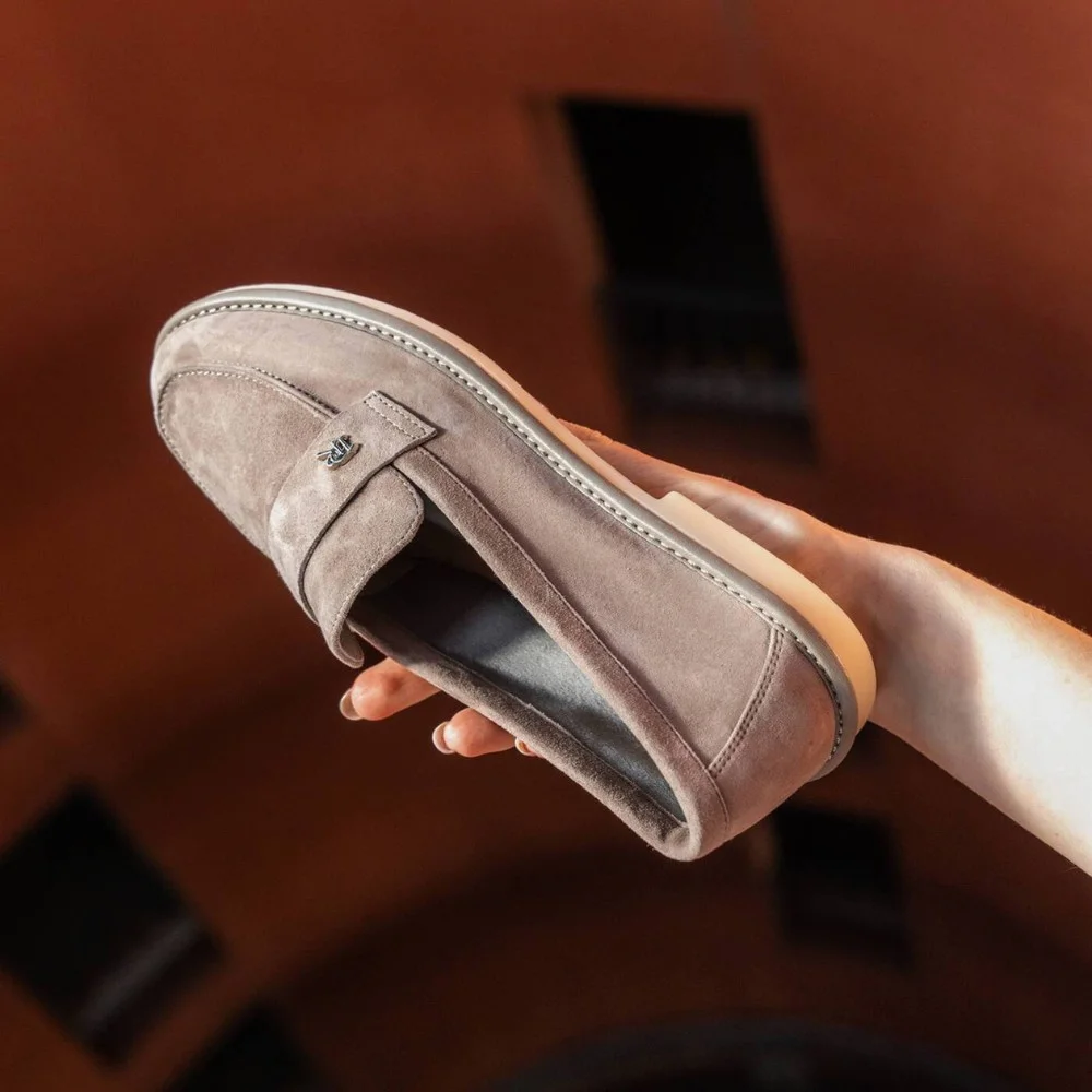 Women’s grey nubuck loafers Mary Rosa Sky-14 6008