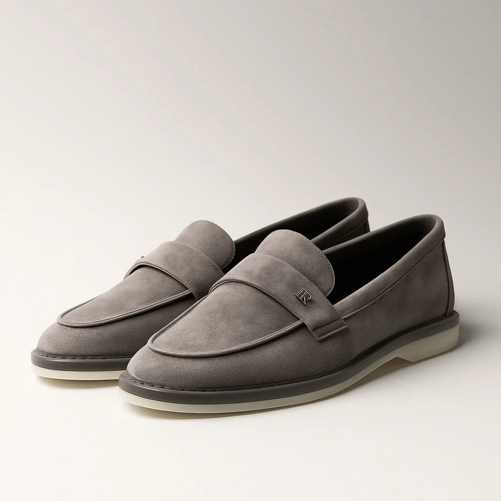 Women’s grey nubuck loafers Mary Rosa Sky-14 6008