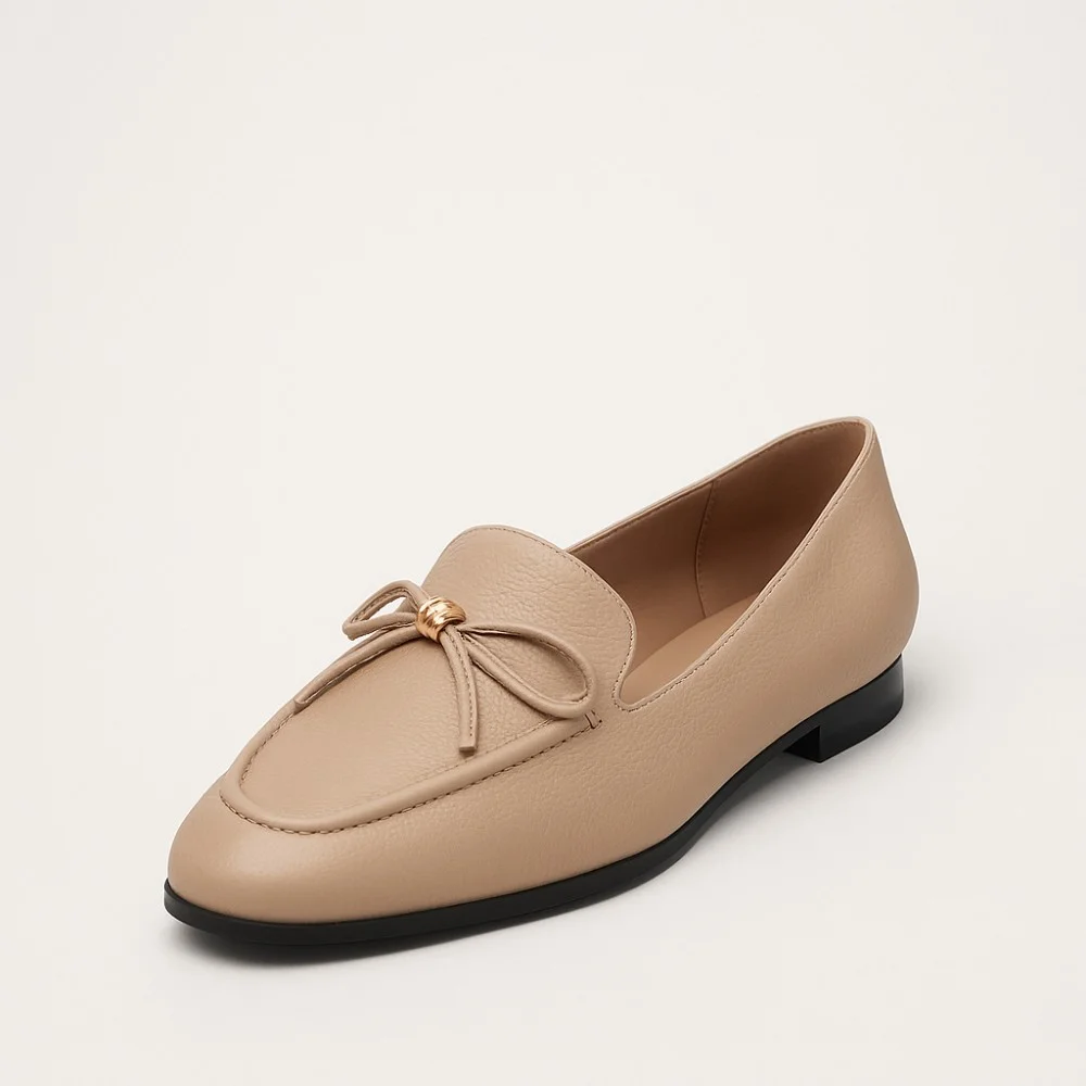 Women’s beige leather pumps by Mary Rosa with bow — 12255 LD9223-3-P5223 art i cot bezh 6009