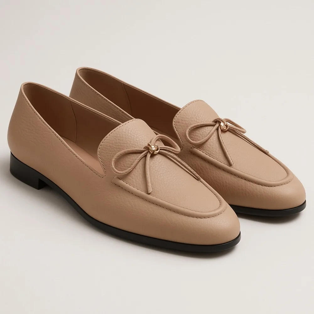 Women’s beige leather pumps by Mary Rosa with bow — 12255 LD9223-3-P5223 art i cot bezh 6009