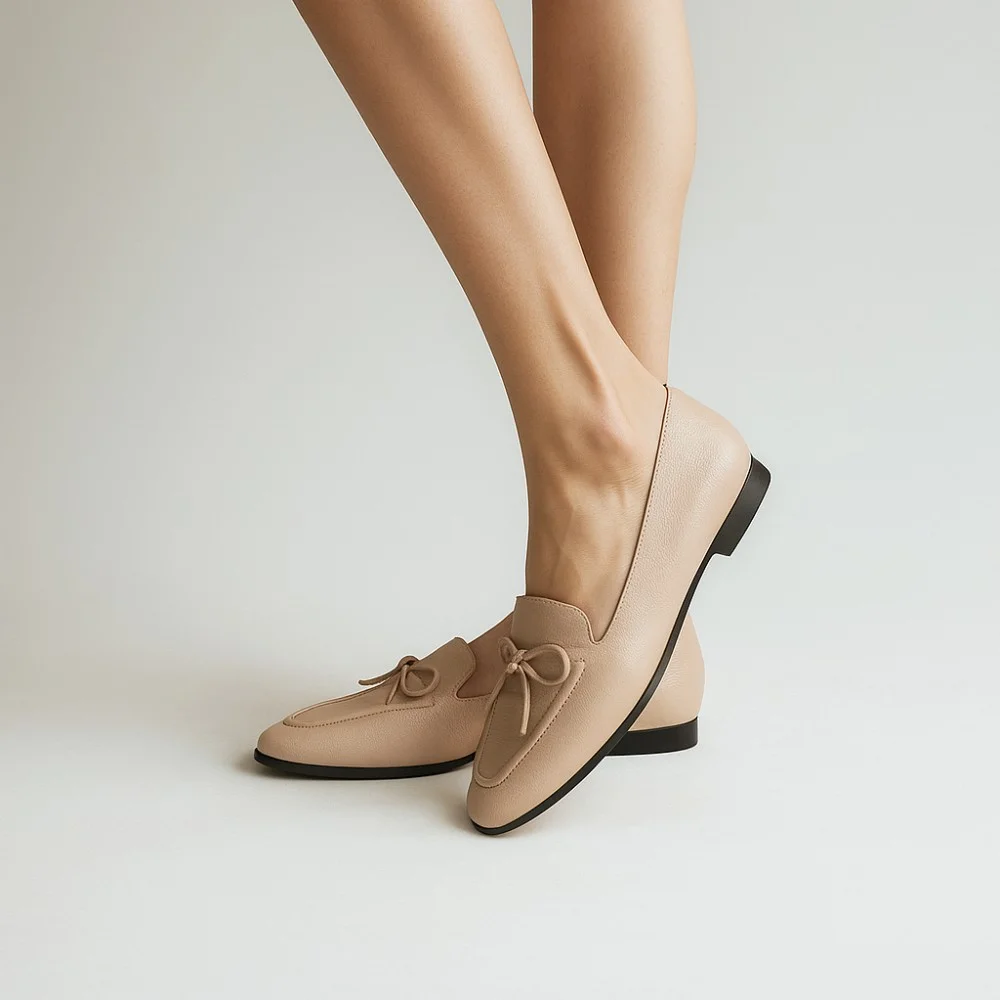 Women’s beige leather pumps by Mary Rosa with bow — 12255 LD9223-3-P5223 art i cot bezh 6009