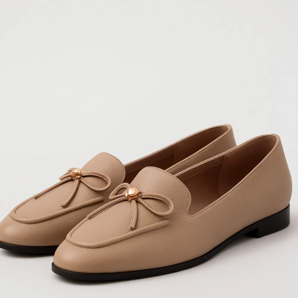 Women’s beige leather pumps by Mary Rosa with bow — 12255 LD9223-3-P5223 art i cot bezh 6009