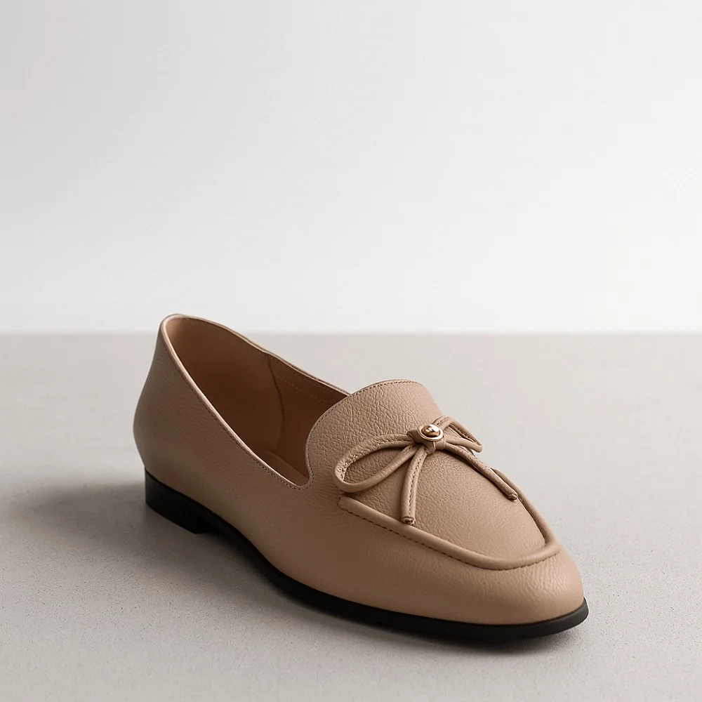 Women’s beige leather pumps by Mary Rosa with bow — 12255 LD9223-3-P5223 art i cot bezh 6009