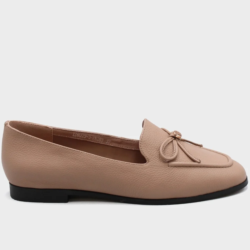 Women’s beige leather pumps by Mary Rosa with bow — 12255 LD9223-3-P5223 art i cot bezh 6009