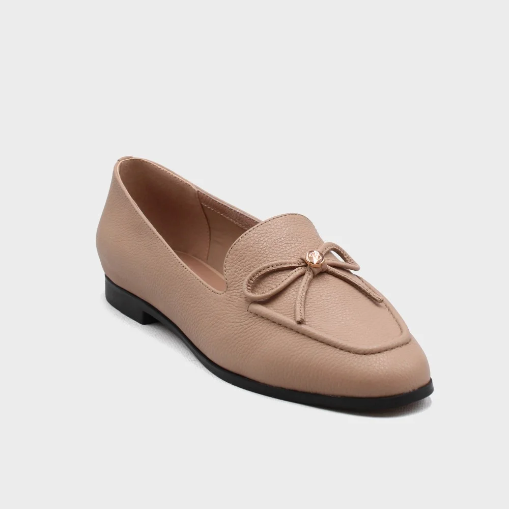 Women’s beige leather pumps by Mary Rosa with bow — 12255 LD9223-3-P5223 art i cot bezh 6009