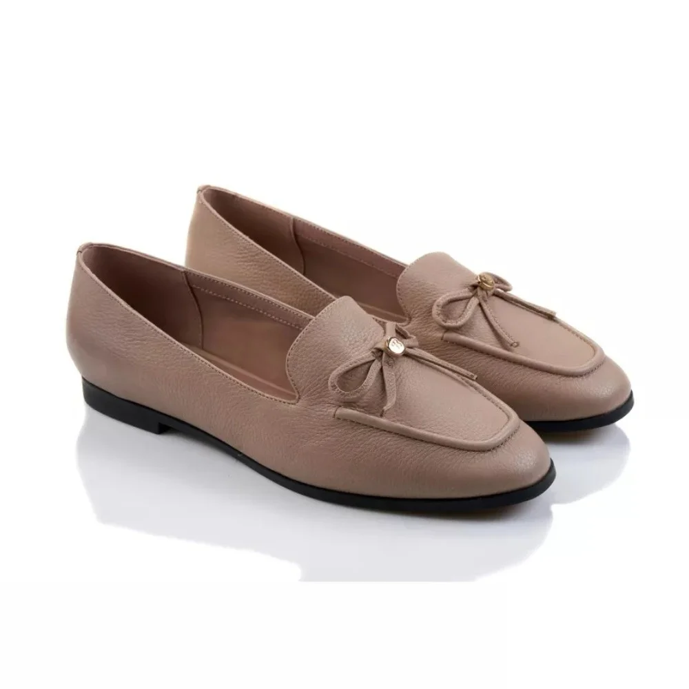 Women’s beige leather pumps by Mary Rosa with bow — 12255 LD9223-3-P5223 art i cot bezh 6009