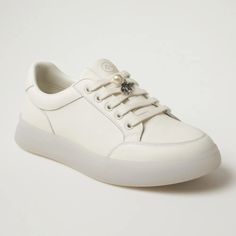 Women’s white leather Allsy Lonza sneakers 204455 204456 6010 with pearl detail