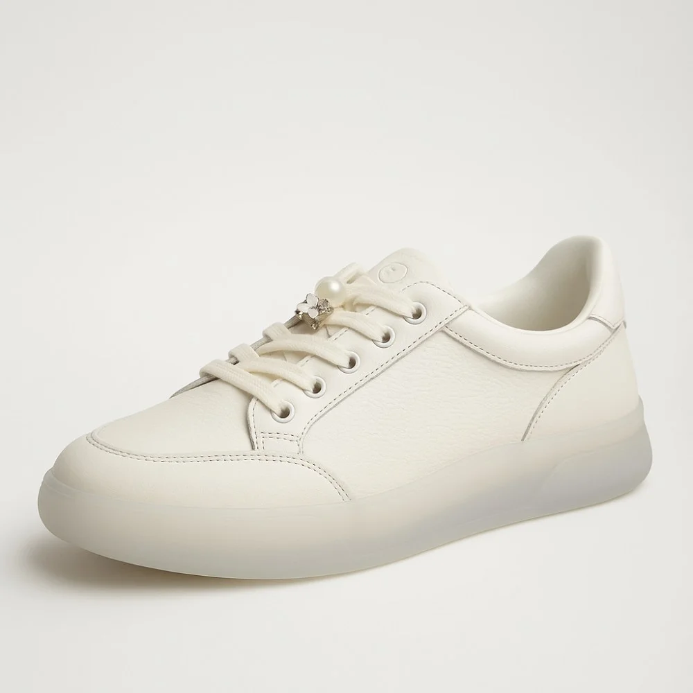 Women’s white leather Allsy Lonza sneakers 204455 204456 6010 with pearl detail