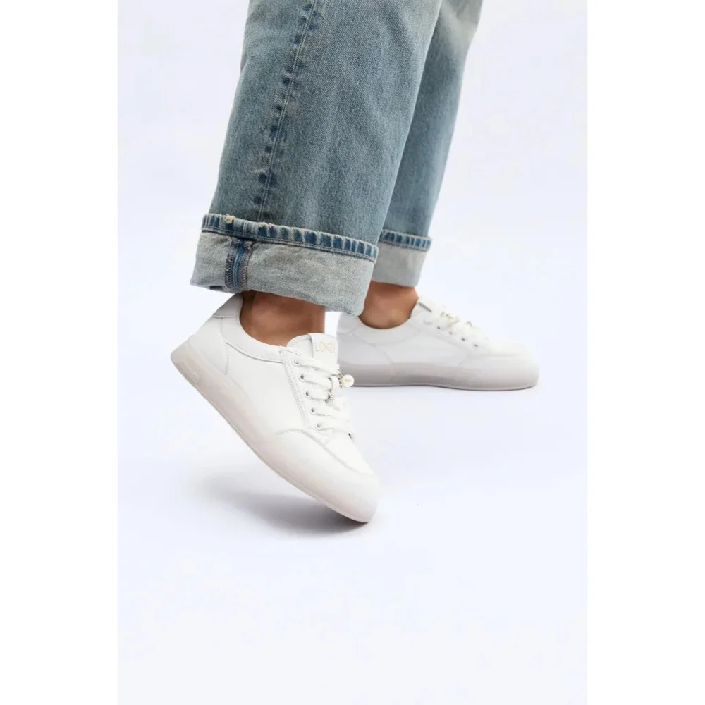 Women’s white leather Allsy Lonza sneakers 204455 204456 6010 with pearl detail