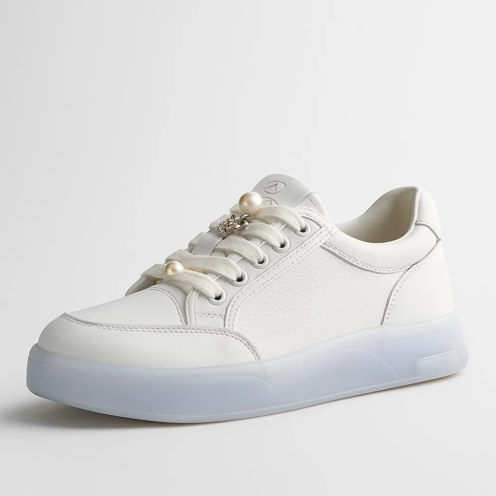 Women’s white leather Allsy Lonza sneakers 204455 204456 6010 with pearl detail