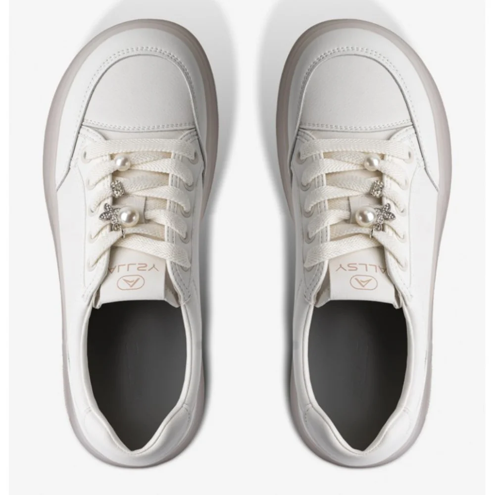 Women’s white leather Allsy Lonza sneakers 204455 204456 6010 with pearl detail