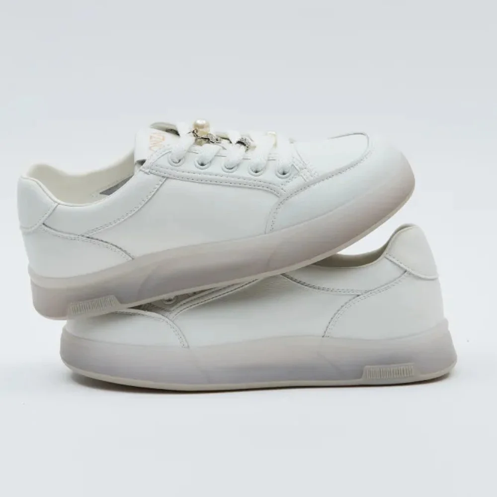 Women’s white leather Allsy Lonza sneakers 204455 204456 6010 with pearl detail