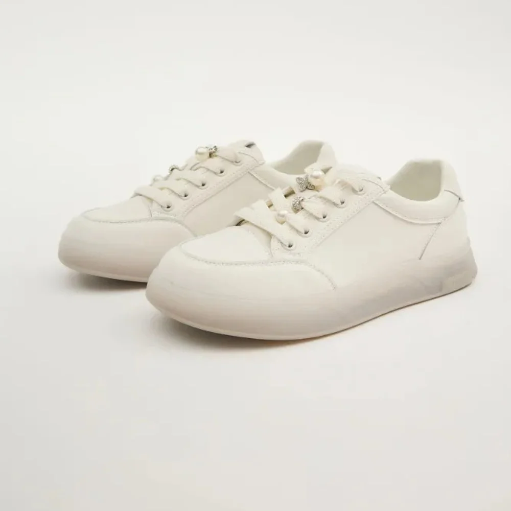 Women’s white leather Allsy Lonza sneakers 204455 204456 6010 with pearl detail