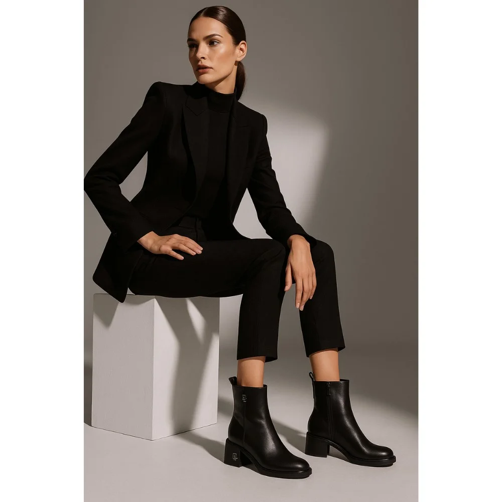 Жіночі шкіряні демісезонні черевики Fabio Monelli 203210 22B540-F306-NP1015B Black 6012