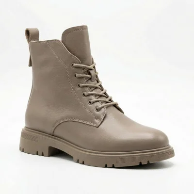 Women's insulated winter boots Allsy Lonza 202639 25A12021-5-3 GREY 6022 genuine leather, beige color, insulated with fur
