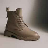 Women's insulated winter boots Allsy Lonza 202639 25A12021-5-3 GREY 6022 genuine leather, beige color, insulated with fur