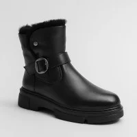 Women's winter boots ALLSY Lonza 202957 LT-25Z26B08-1 6026 made of genuine leather with trim, on a thick sole, black