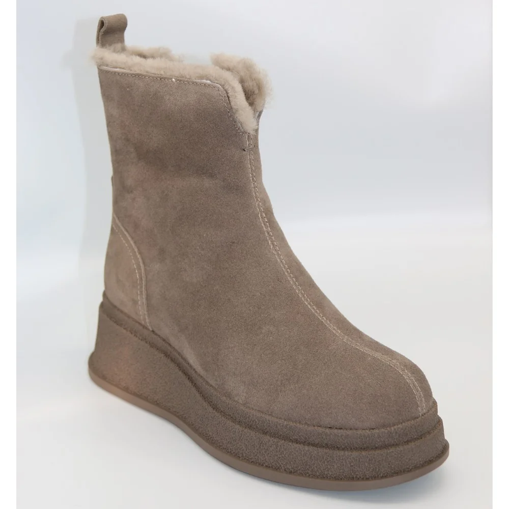 Жіночі зимові черевики на танкетці Anna Lucci Lonza 204951 203243 192330 80923-8C GREY SUEDE 6027 з натуральної замші, бежеві