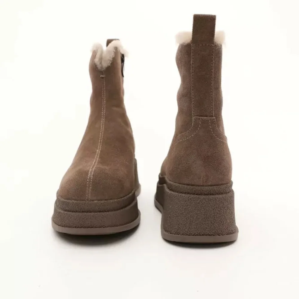 Жіночі зимові черевики на танкетці Anna Lucci Lonza 204951 203243 192330 80923-8C GREY SUEDE 6027 з натуральної замші, бежеві