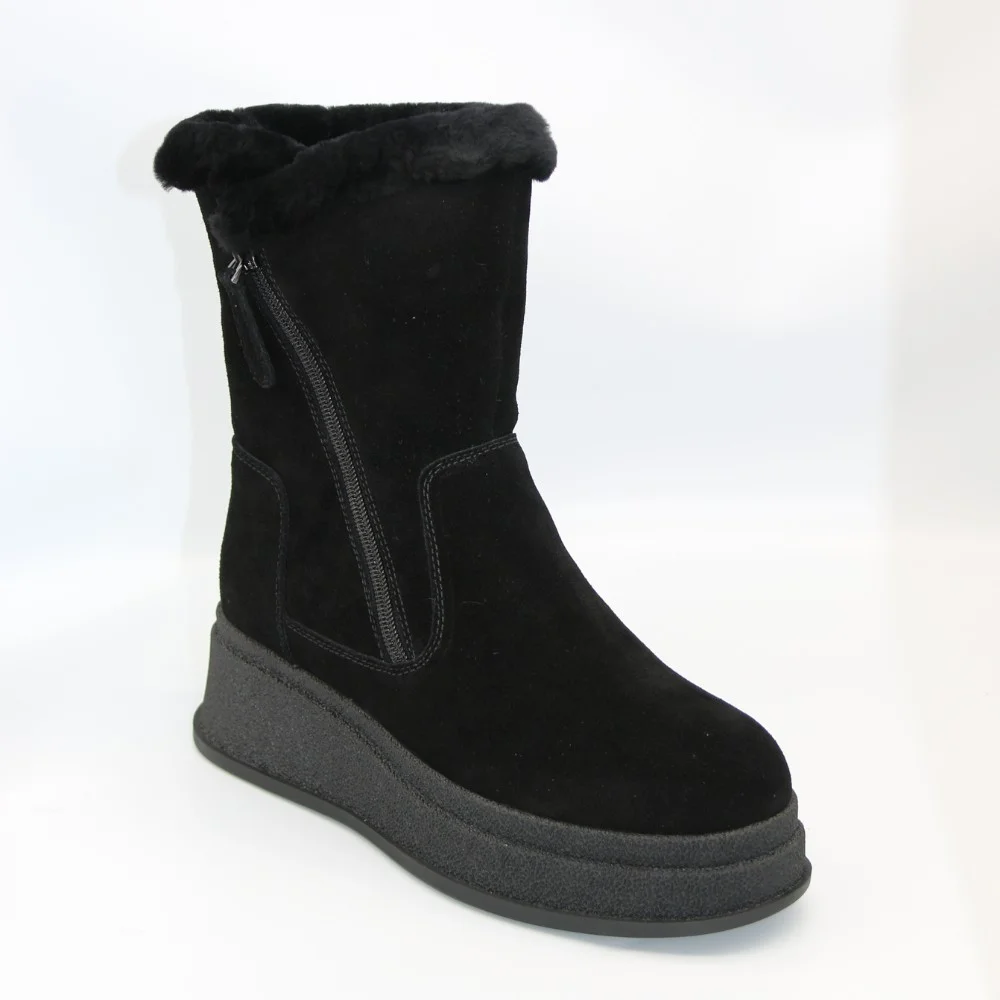 Жіночі зимові черевики на танкетці Anna Lucci з натуральної замші, чорні 202480 80923-15A BLACK SUEDE 6028