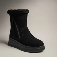 Жіночі зимові черевики на танкетці Anna Lucci 202480 80923-15A BLACK SUEDE 6028 чорні, з натуральної замші