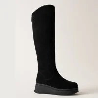 Women's black suede boots Anna Lucci 203255 80923-1B BLACK 6031 on a platform, with Eurowinter insulation