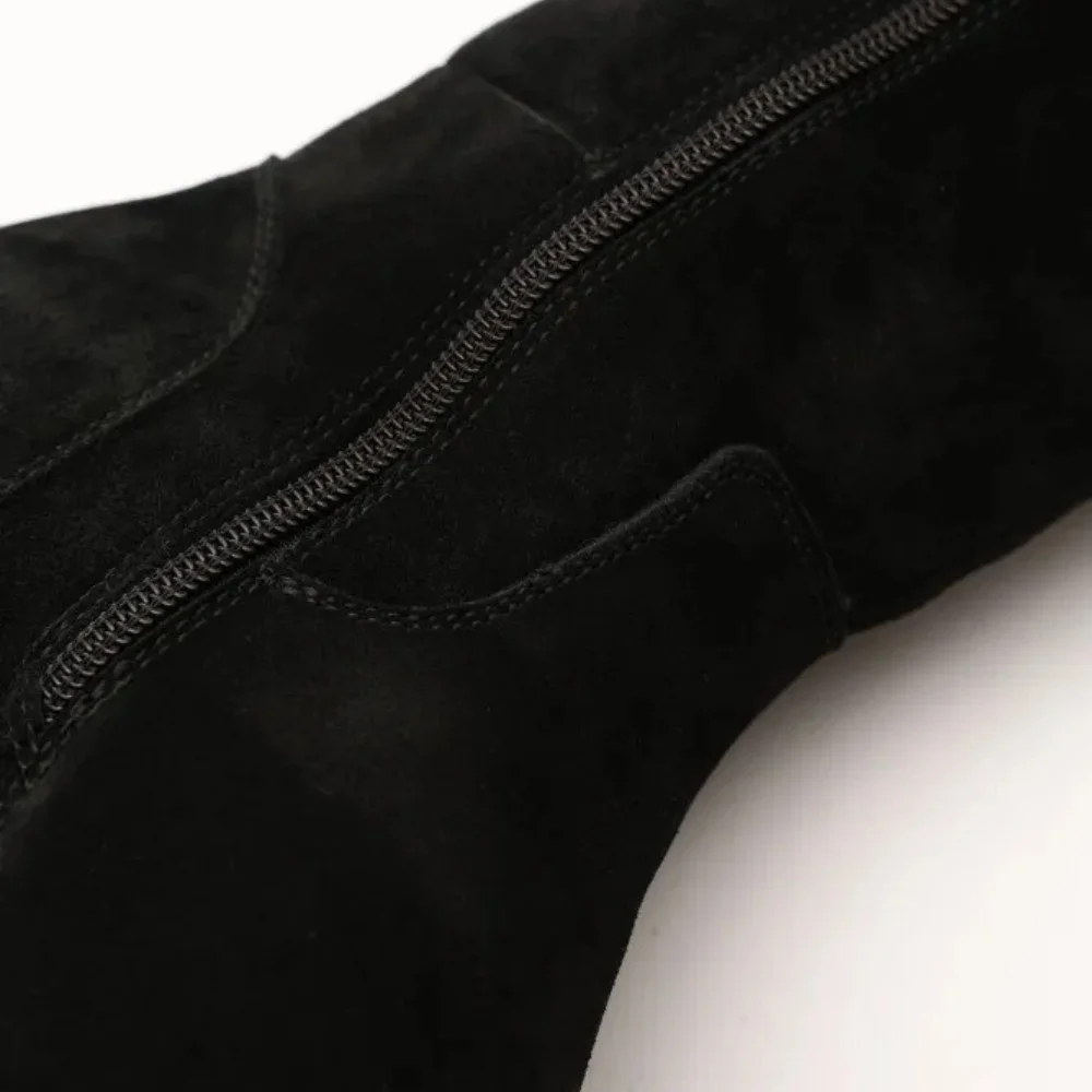 Жіночі чорні замшеві чоботи на платформі Anna Lucci 203255 80923-1B BLACK 6031 єврозима