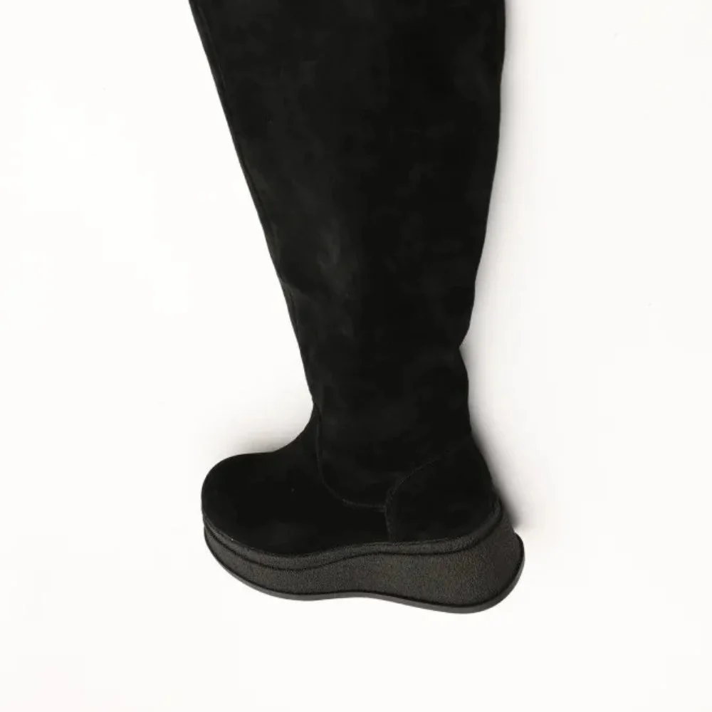 Жіночі чорні замшеві чоботи на платформі Anna Lucci 203255 80923-1B BLACK 6031 єврозима