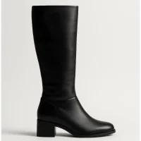 Women's black demi-season boots with heels KOTYL 1387 czarny lico 6033 made of genuine leather from a Polish factory