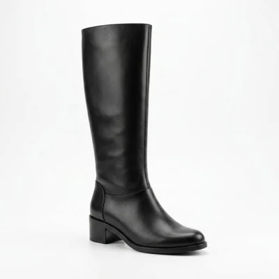 Women's black demi-season boots with heels KOTYL 1387 czarny lico 6033 made of genuine leather from a Polish factory