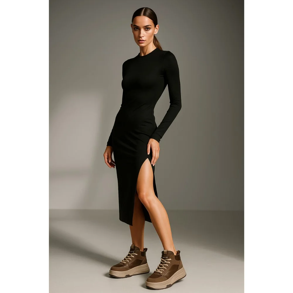 Жіночі зимові кросівки Allsy Lonza 203071 ARB-2B88-8M KHAKI 6034 хакі, висока платформа, вовняний утеплювач