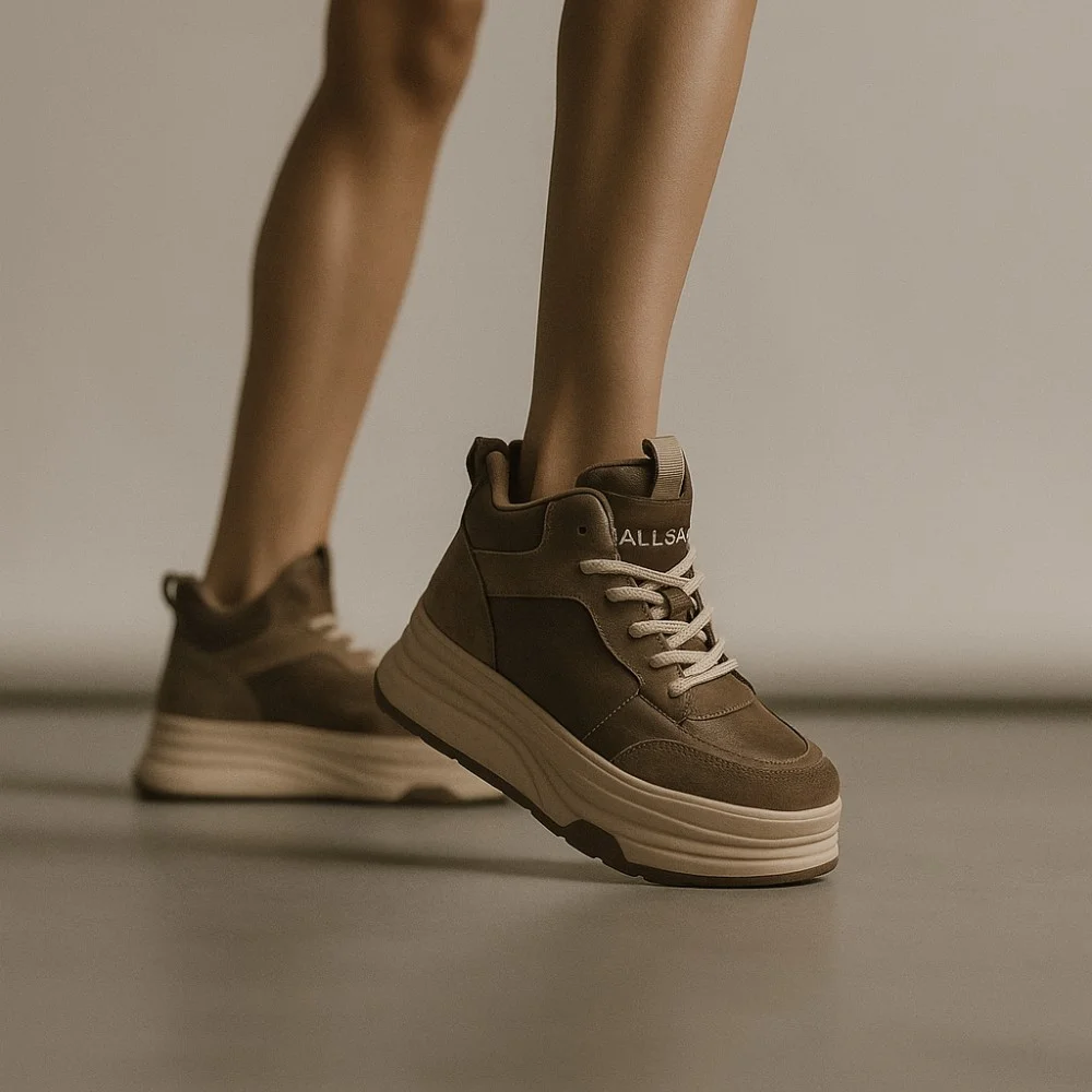 Жіночі зимові кросівки Allsy Lonza 203071 ARB-2B88-8M KHAKI 6034 хакі, висока платформа, вовняний утеплювач