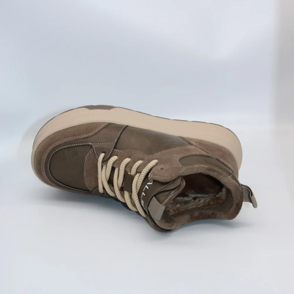 Жіночі зимові кросівки Allsy Lonza 203071 ARB-2B88-8M KHAKI 6034 хакі, висока платформа, вовняний утеплювач