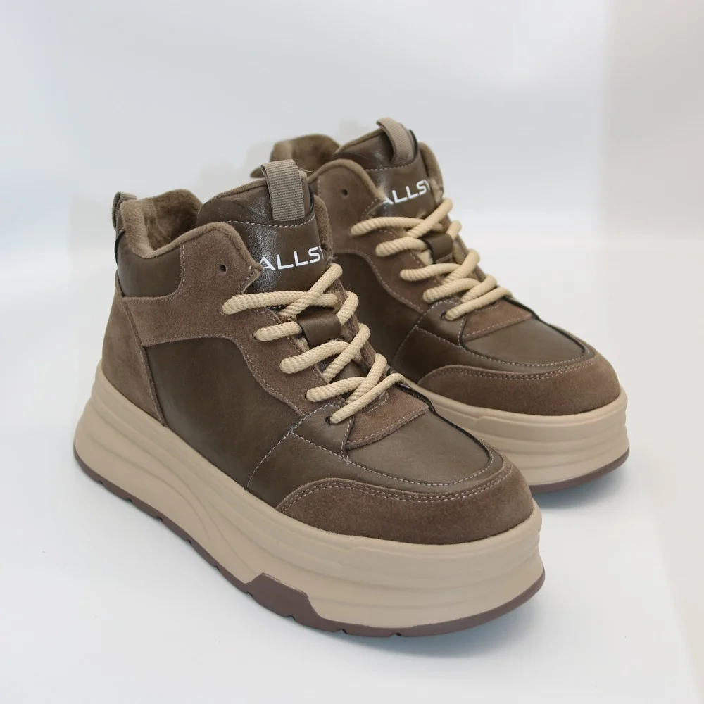 Жіночі зимові кросівки Allsy Lonza 203071 ARB-2B88-8M KHAKI 6034 хакі, висока платформа, вовняний утеплювач