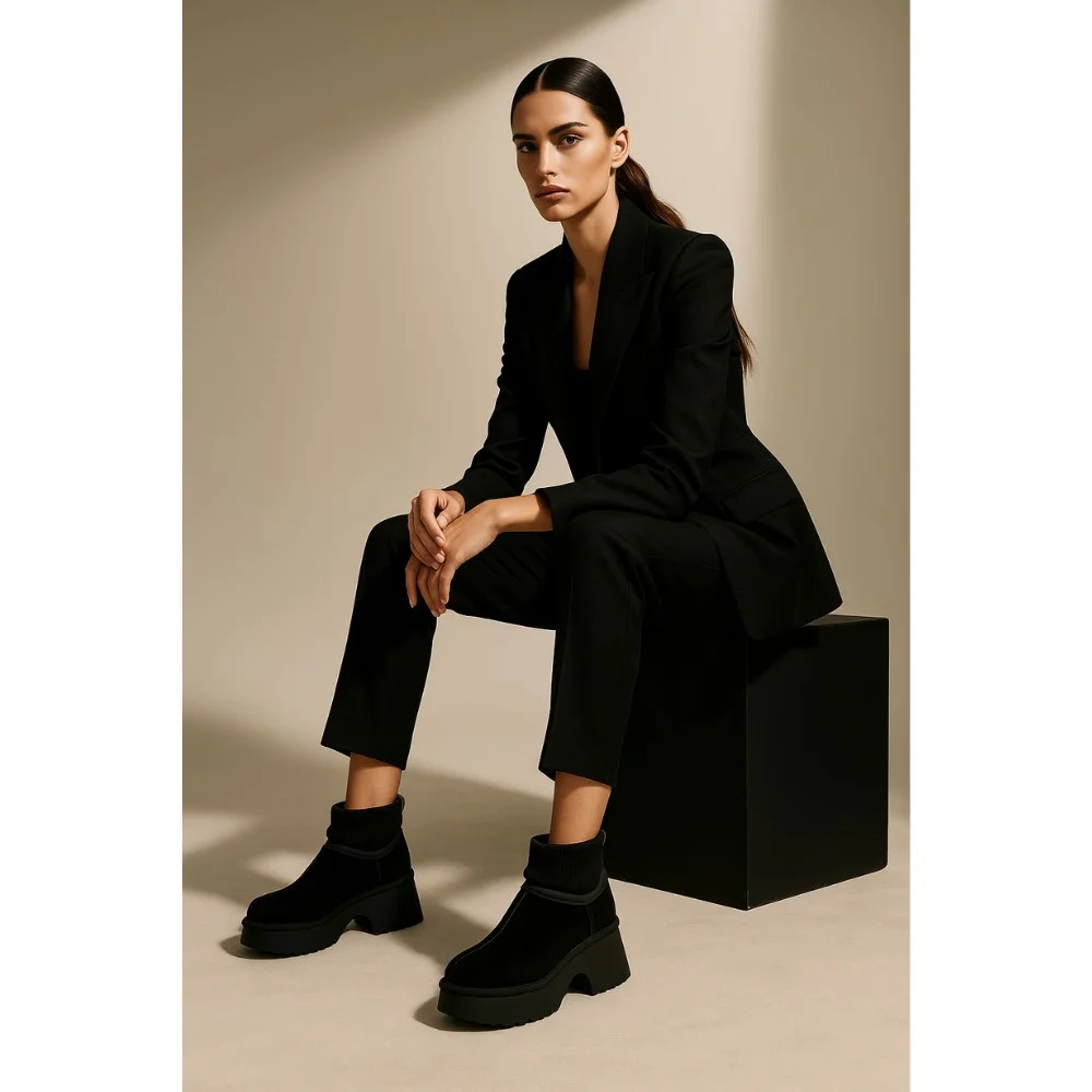 Жіночі зимові уггі на підборах Allsy Lonza 204971 201669 8752-1 BLACK 6037 з вовняним утеплювачем