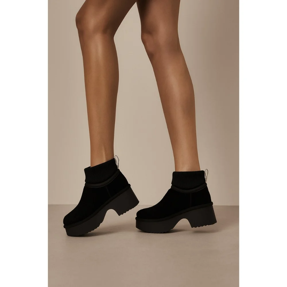 Жіночі зимові уггі на підборах Allsy Lonza 204971 201669 8752-1 BLACK 6037 з вовняним утеплювачем