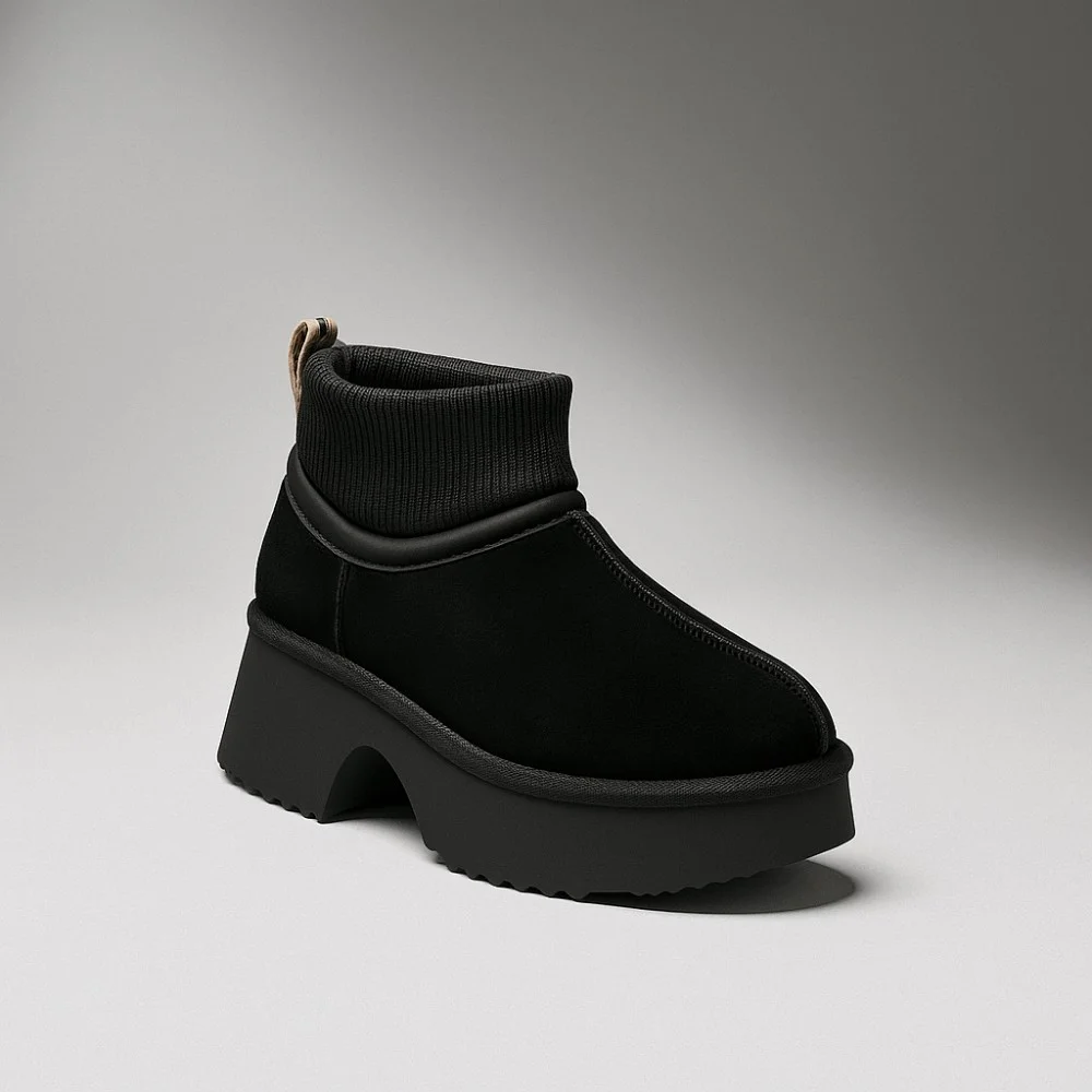 Жіночі зимові уггі на підборах Allsy Lonza 204971 201669 8752-1 BLACK 6037 з вовняним утеплювачем