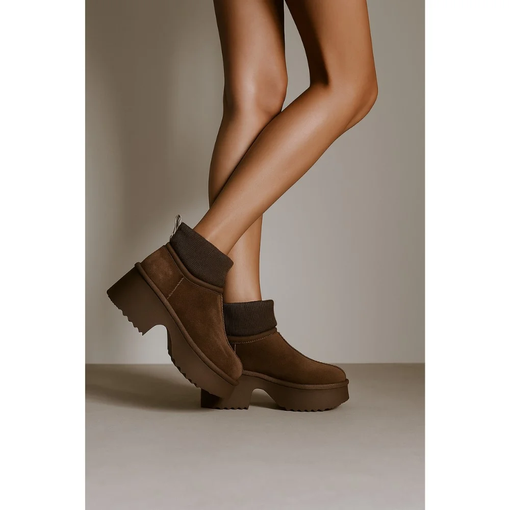 Женские зимние угги на каблуке Allsy Lonza 204972 201676 8752-3 BROWN 6038