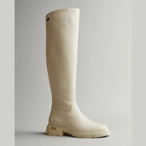 Жіночі молочні чоботи-ботфорти ROMAX COMFORT 5090-2E 6039 з натуральної шкіри з утепленням