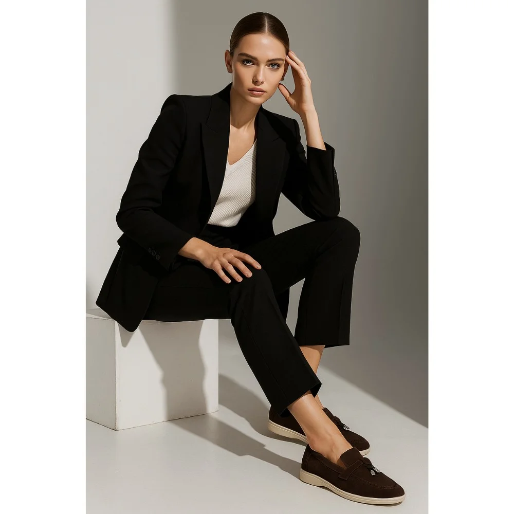 Women’s suede loafers Loro Piana Summer Charms Walk, chocolate - 206182 206182 1098ТZ-E 340-3041-36 C 6043