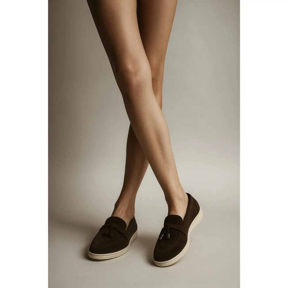 Women’s suede loafers Loro Piana Summer Charms Walk, chocolate - 206182 206182 1098ТZ-E 340-3041-36 C 6043