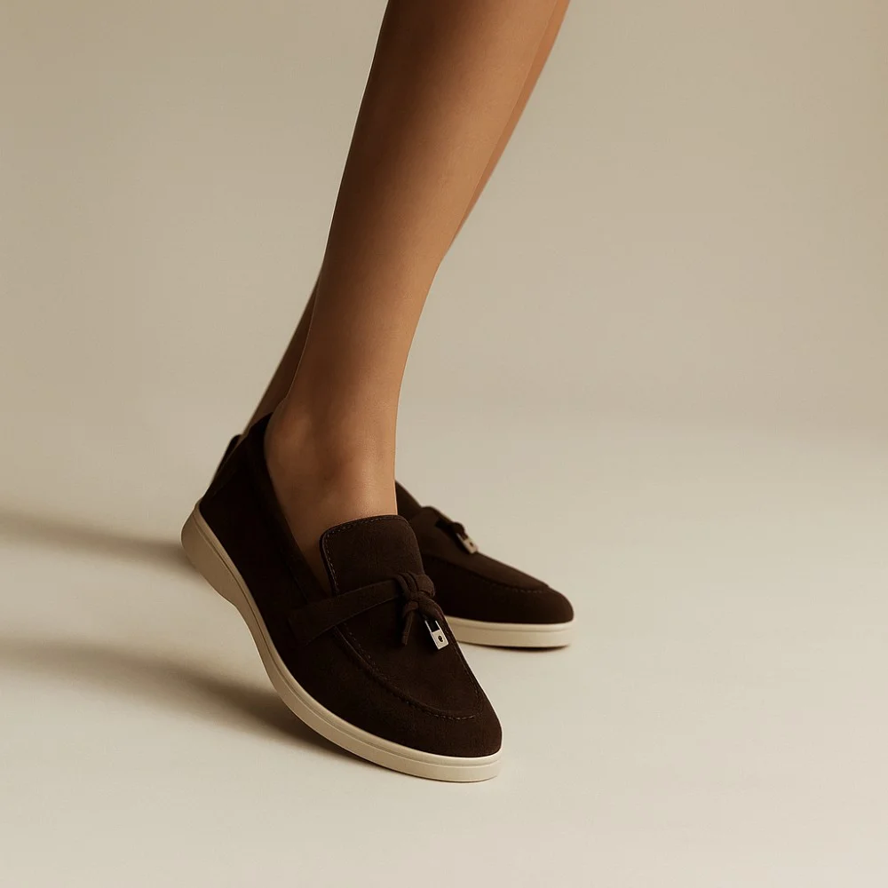 Women’s suede loafers Loro Piana Summer Charms Walk, chocolate - 206182 206182 1098ТZ-E 340-3041-36 C 6043