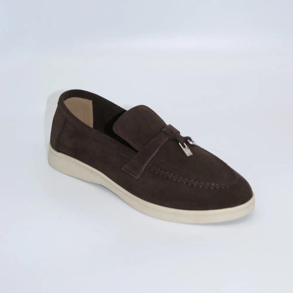 Women’s suede loafers Loro Piana Summer Charms Walk, chocolate - 206182 206182 1098ТZ-E 340-3041-36 C 6043