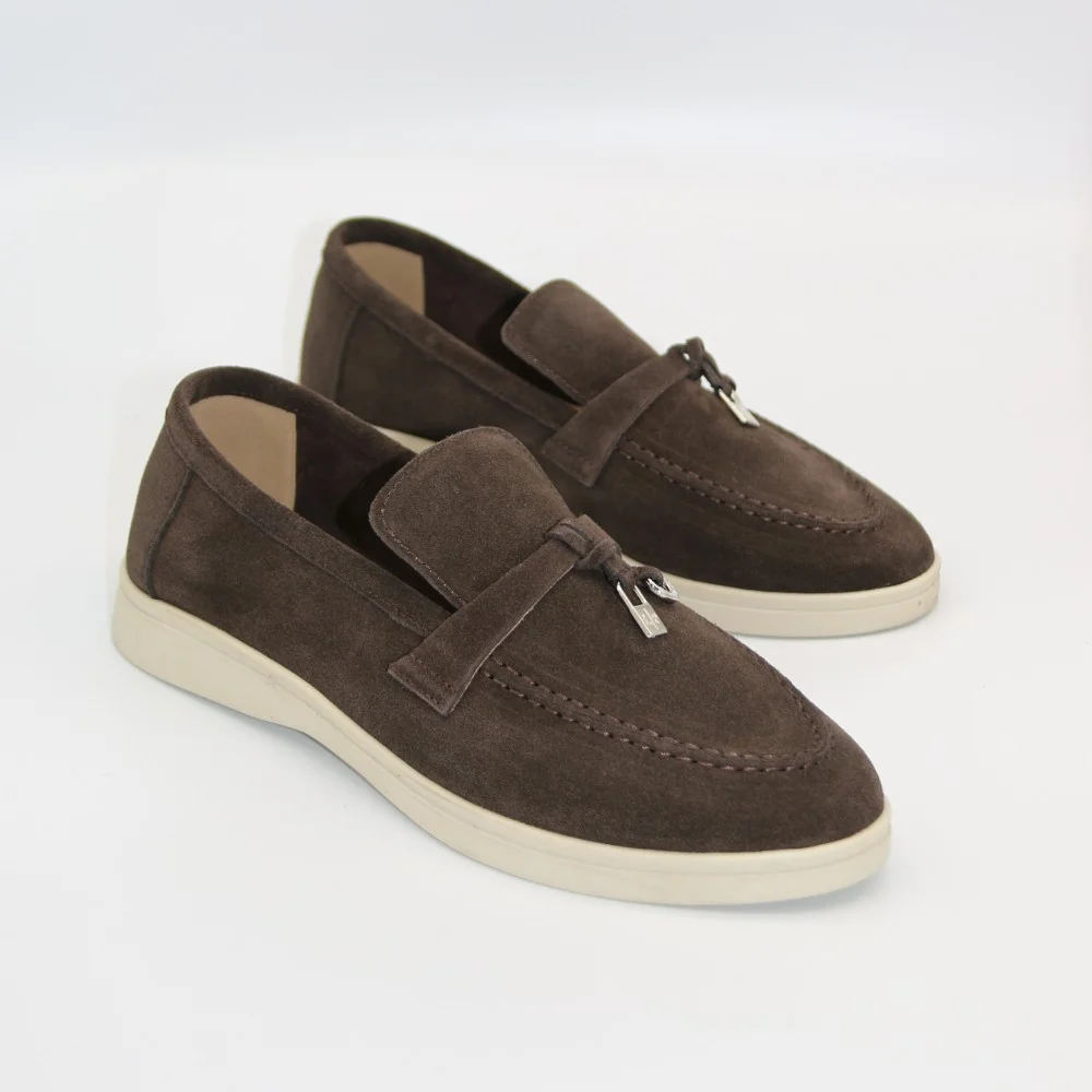 Women’s suede loafers Loro Piana Summer Charms Walk, chocolate - 206182 206182 1098ТZ-E 340-3041-36 C 6043