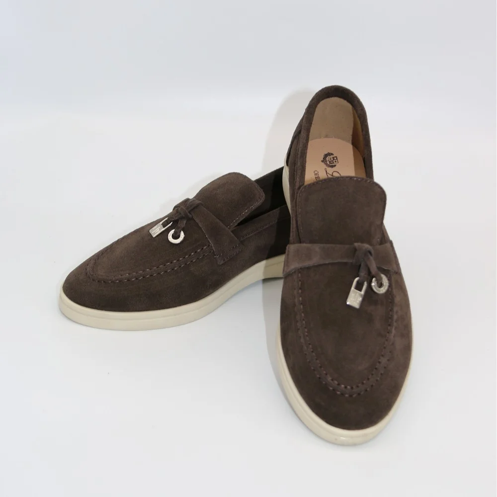 Women’s suede loafers Loro Piana Summer Charms Walk, chocolate - 206182 206182 1098ТZ-E 340-3041-36 C 6043