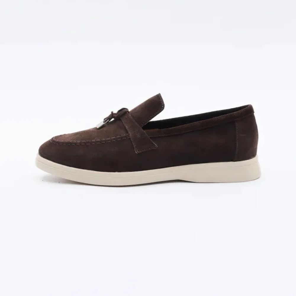 Women’s suede loafers Loro Piana Summer Charms Walk, chocolate - 206182 206182 1098ТZ-E 340-3041-36 C 6043