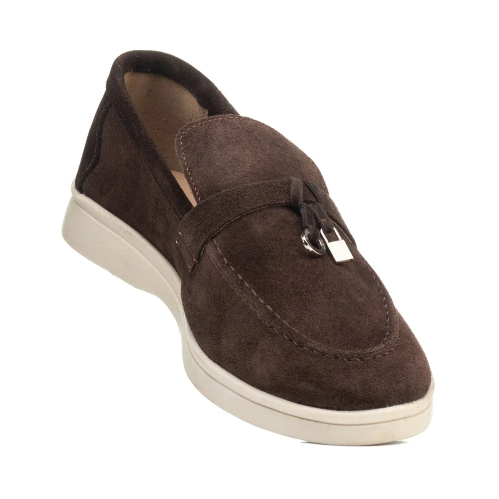 Women’s suede loafers Loro Piana Summer Charms Walk, chocolate - 206182 206182 1098ТZ-E 340-3041-36 C 6043