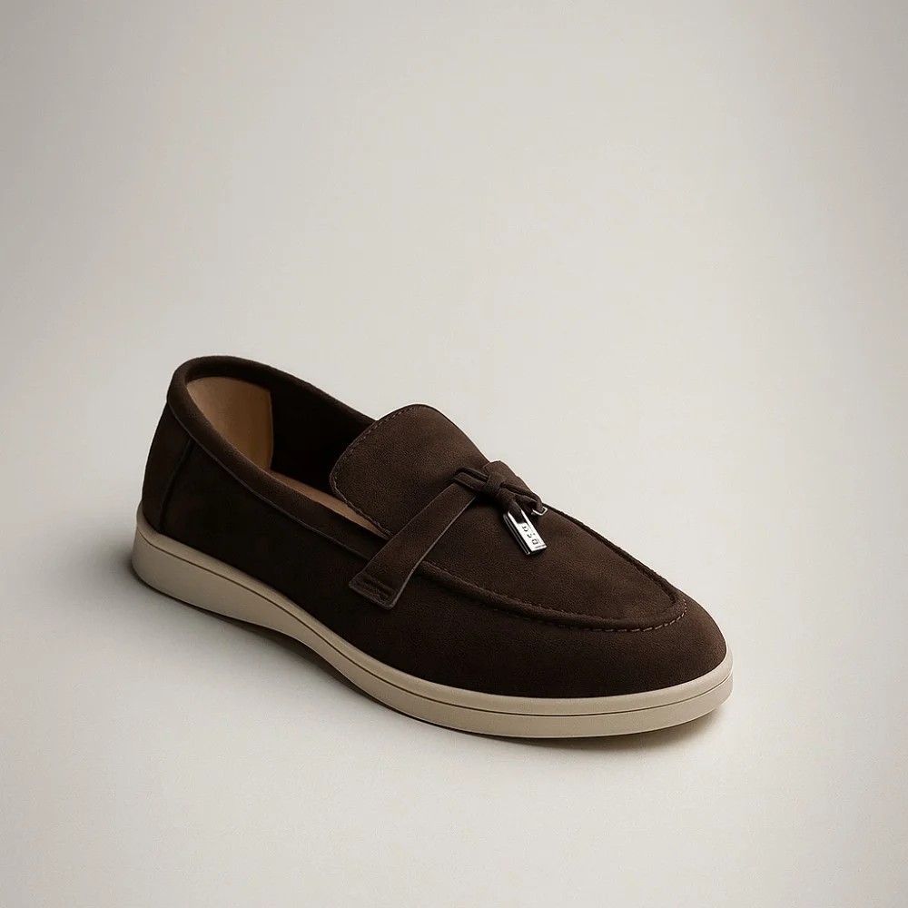 Women’s suede loafers Loro Piana Summer Charms Walk, chocolate - 206182 206182 1098ТZ-E 340-3041-36 C 6043